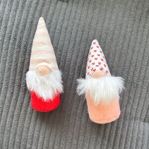 Two sets of Festive Gnome Plush Sets Red and Pink